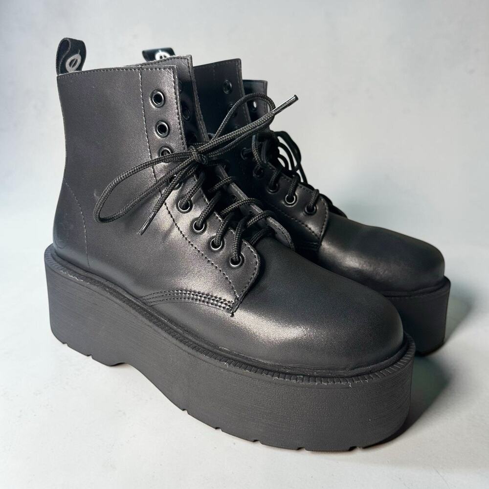 Altercore Auren Vegan Black Platform Combat Boots Women’s EU 37 US 6.5-7 Grunge